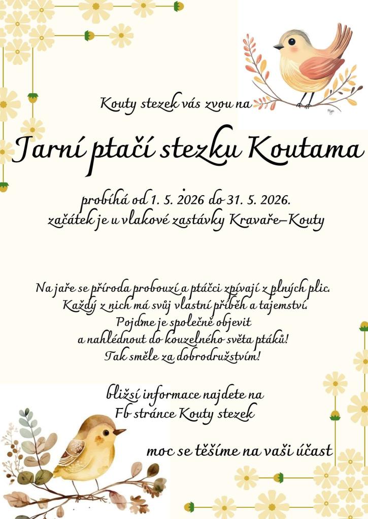 Plakát Jarní ptačí stezka Koutama