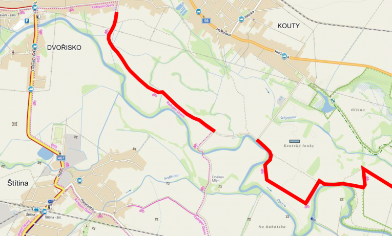 Obr. mapa uzavření cyklostezky