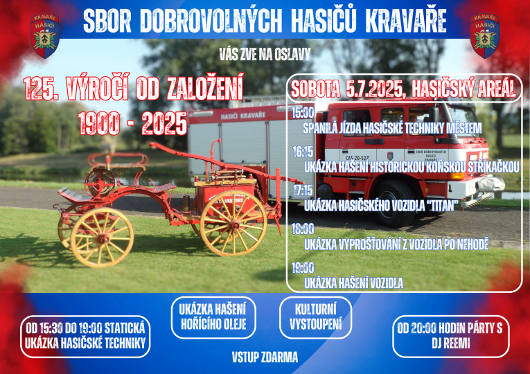 Plakát 125. výročí od založení SDH Kravaře