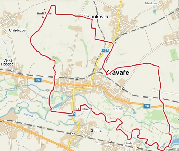 .Obr. mapa katastru Kravař