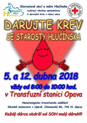 Plakát Darujte krev se starosty hlučínska