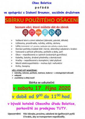 Plakát Sbírka ošacení Bolatice