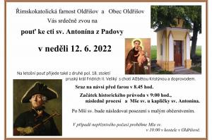 pouť ke cti sv. Antonína z Padovy v Oldřišově