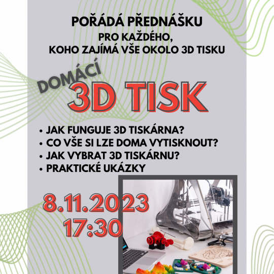 Plakát - Přednáška o 3D tisku