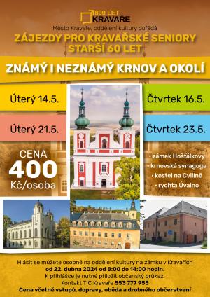 Plakát Zájezdy pro kravařské seniory starší 60 let